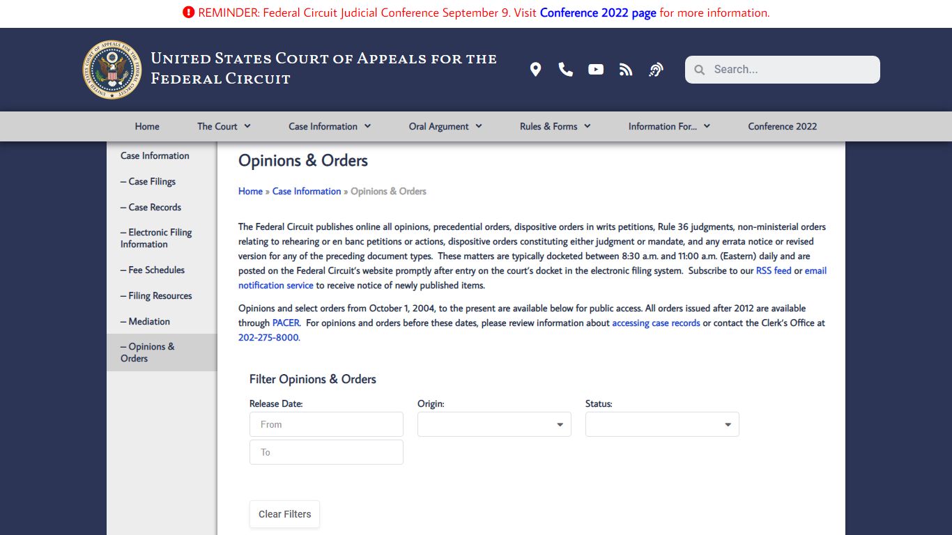 Opinions & Orders - U.S. Court of Appeals for the Federal Circuit