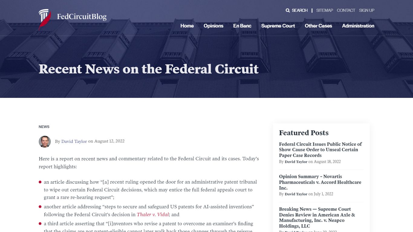 Recent News on the Federal Circuit - Fed Circuit Blog